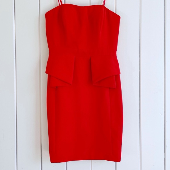 Aidan by Aidan Mattox Red Peplum Cocktail Dress - Picture 2 of 9